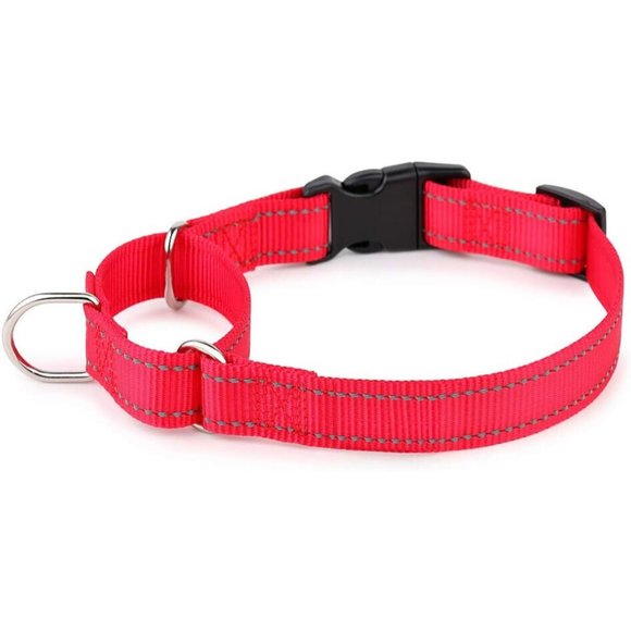 Martingale Reflective Dog Collar Adjustable Safety Nylon For Medium Dogs Red - Picture 1 of 5